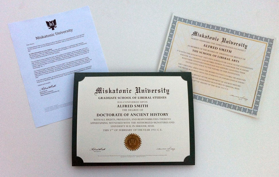 Miskatonic University Honorary Degree — Official Certificate & Registry Placement